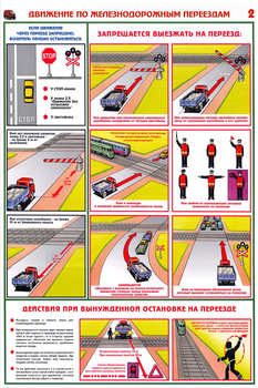 ПС49 Движение по железнодорожным переездам (ламинированная бумага, А2, 2 листа) - Плакаты - Автотранспорт - магазин "Охрана труда и Техника безопасности"