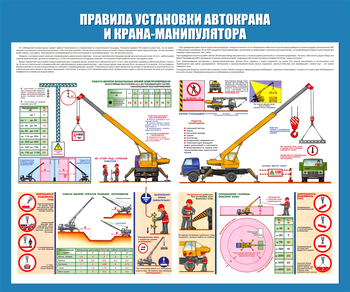 C33 Стенд правила установки автокранов (1200х1000 мм, пластик ПВХ 3 мм, алюминиевый багет серебряного цвета) - Стенды - Тематические стенды - магазин "Охрана труда и Техника безопасности"